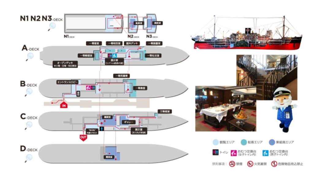 氷川丸船内の案内図