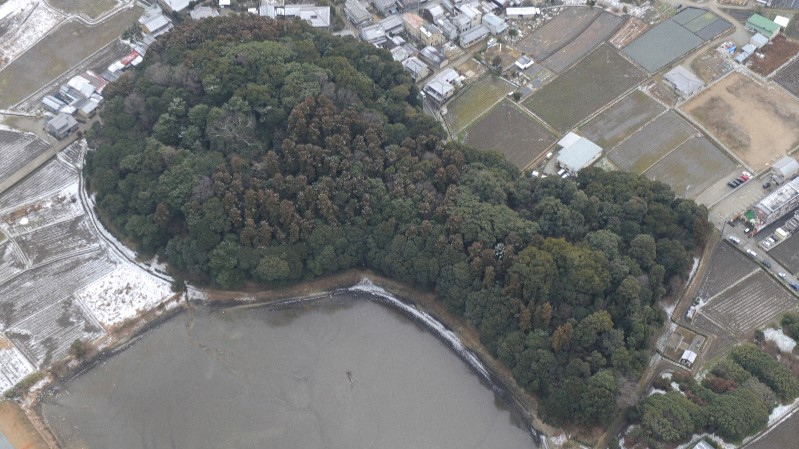 ヘリから空撮した箸墓古墳