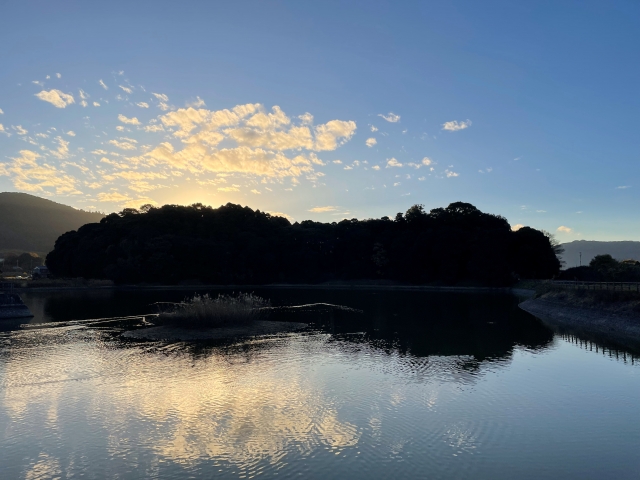 池越しに見る箸墓古墳